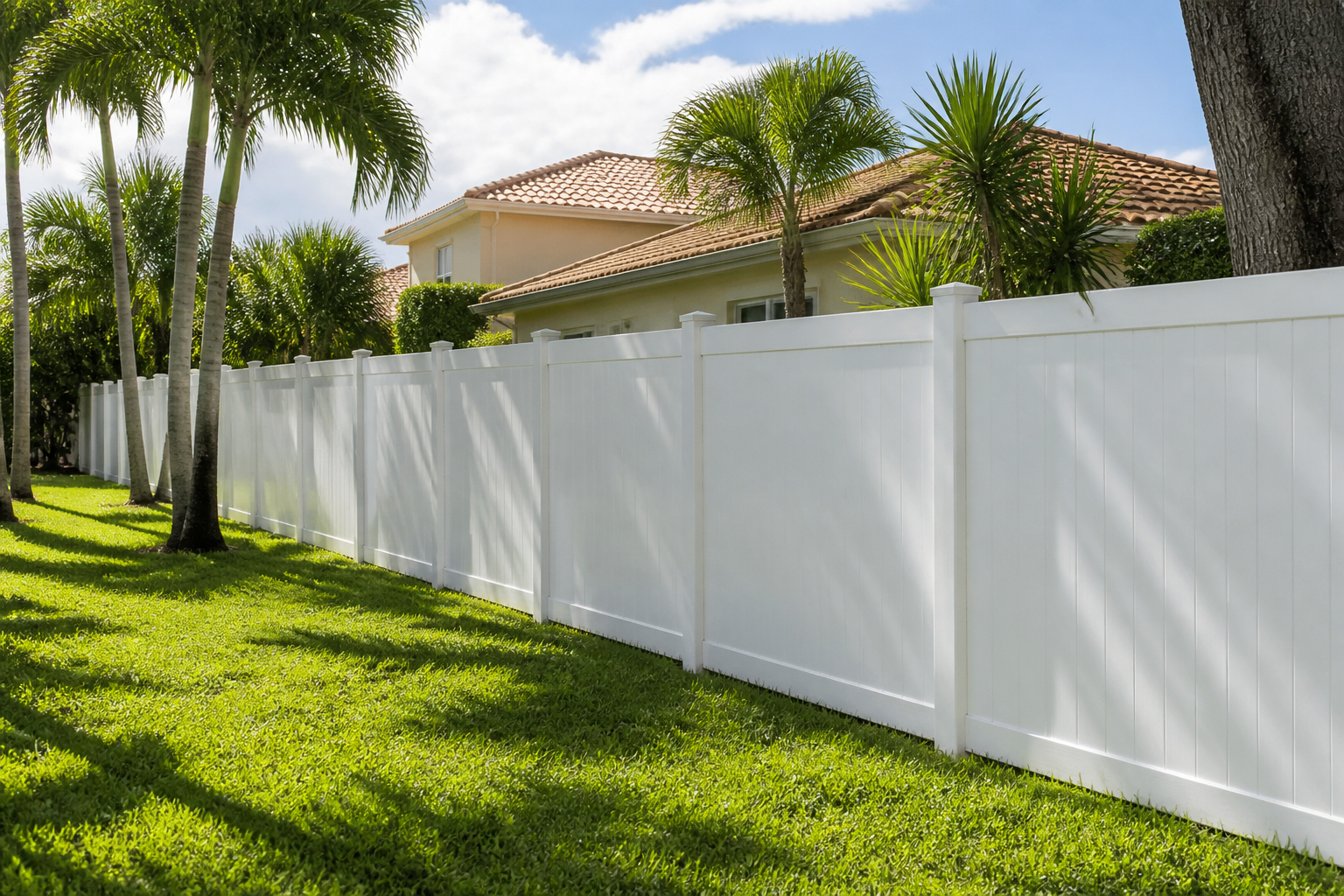 South Florida white vinyl fence example