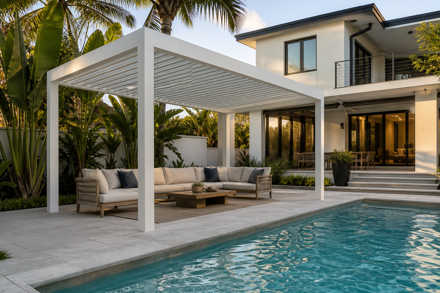 Poolside pergola concept for South Florida