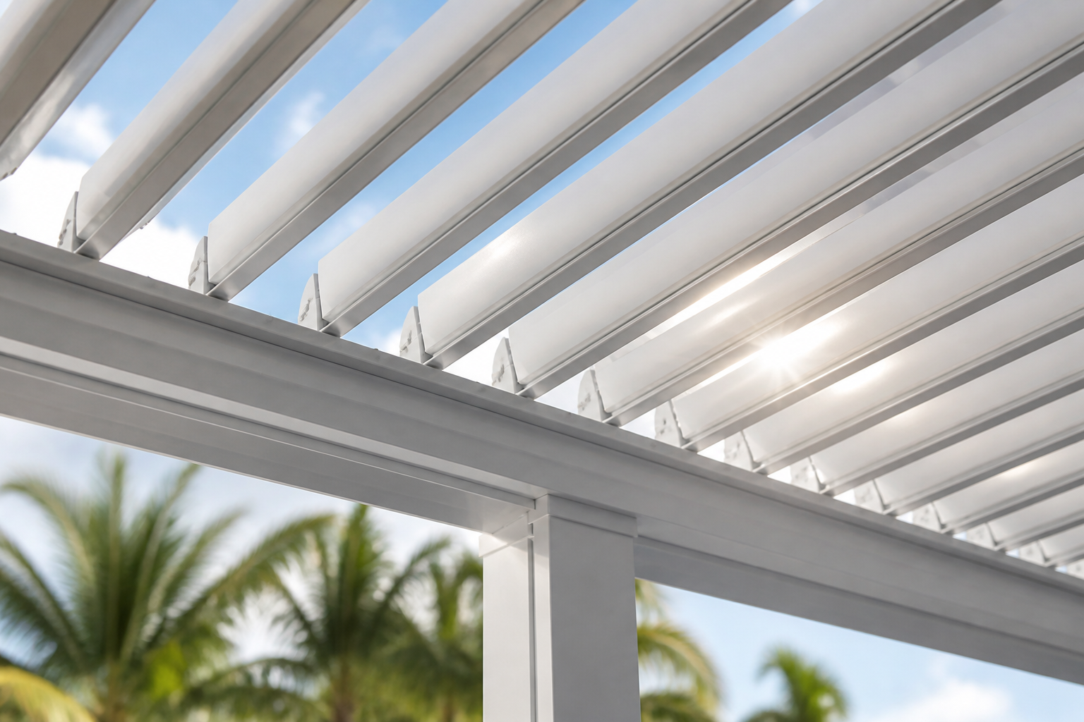 Louvered pergola roof — typical South Florida look (example)
