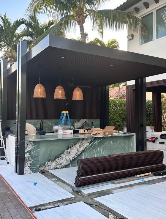 Outdoor kitchen under construction